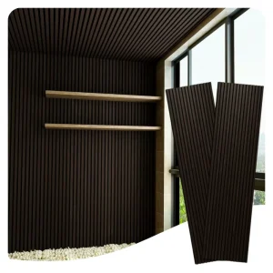 Interior Wall and Ceiling Decorative Wenge Veneer Wood Slat Polyester Acoustic Panels Akupanel Wood Acoustic Wall Panels