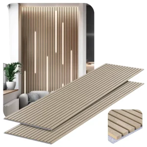 Interior Wall and Ceiling Wood Sound Proofing Acoustic Panels Classic Oak Veneer Wood Slat Wall Panel on Grey Felt Backing