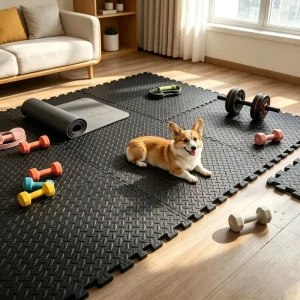 Interlocking EVA Foam Gym Floor Mats Diamond Non-Slip Puzzle Tiles Shock-Absorbing Noise-Reduction Exercise Mat