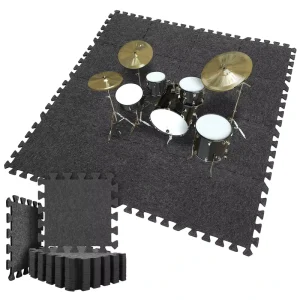 Interlocking Felt Floor Mat, Sound Absorbing Puzzle Mat for Drum Piano Room Gym, Non Slip Acoustic Mat