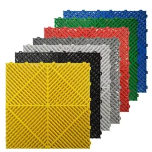 Interlocking Garage Floor Grille Tiles 400x400x18mm Waterproof Plastic Flooring for Car Detailing Showrooms