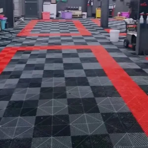 Interlocking Garage Floor Tile for Garage Plastic Flooring for Warehouse Car Wash Drain Dalle Slab Rib Garage Floor Mat