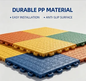 Interlocking Gym Flooring for Basketball Courts Non-Slip Suspended Plastic Flooring