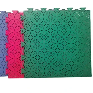 Interlocking Outdoor Plastic Sports Flooring Tiles with Cushions and Court Lines for Basketball and Table Tennis