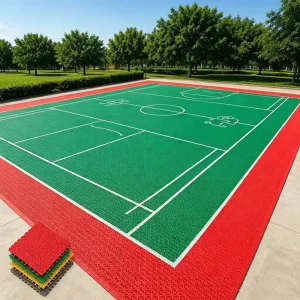 Interlocking PP Modular Sports Flooring Tiles, Anti-Slip, for Outdoor Table Tennis Courts and Club Training
