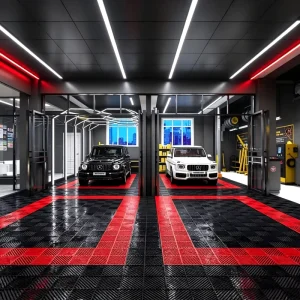 Interlocking Plastic Garage Floor Tiles Heavy Duty Modular Anti Slip Drainage Flooring for Car Wash Garage Workshop