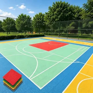 Interlocking Plastic Modular Flooring for Outdoor Fitness Parks, Basketball Courts, and Badminton Courts