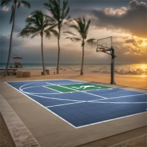 Interlocking Plastic Sports Flooring Tiles 1.6mm Thick Elastic Pad Weatherproof Shock-Absorbing Outdoor