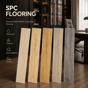 Interlocking Pvc Floor Tiles SPC Luxury Vinyl Plank Stone Texture Anti Slip Matte Surface Fireproof Apartment Supplier OEM Bulk