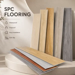Interlocking Pvc Floor Tiles SPC Rigid Core Waterproof Click Lock Wood Grain Wear Layer IXPE Backing Hotel Project Manufacturer