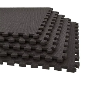 Interlocking Rubber Floor Mats 100x100cm/50x50cm Soft Exercise Tiles for Gym Home Garage Non Slip Black Dot Design