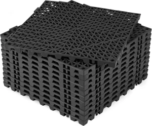 Interlocking Rubber Floor Tiles Non Slip Rubber Interlocking Floor Mats Drainage Mat Pool Deck Mat Outdoor 12″ X 12″