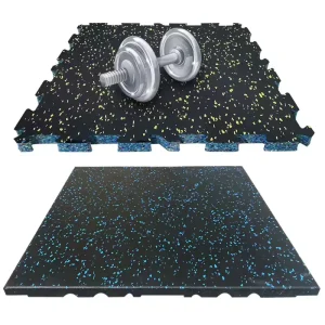 Interlocking Rubber Gym Floor Tile SBR 15% EPDM Speck Anti Slip Shock Absorbing Mat for Commercial Gym Weight Training