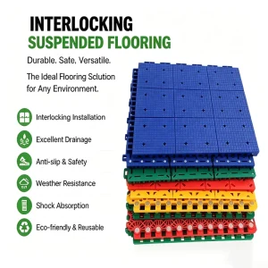 Interlocking Suspended Flooring PP Modular Sports Tiles for Multi-Sport Court