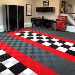 Interlocking Vinyl Garage Floor Tiles Click Installation Eco-Friendly Waterproof Plastic Base for Garage and Outdoor Use