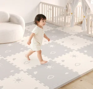 Interlocking XPE Foam Baby Crawling Mat, Thick Cushioned Anti-Slip Washable Kids Play Mat