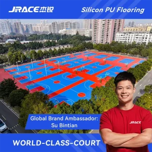 JRACE Professional Silicon PU Pickleball Court Material All Weather Anti Slip Athletics Surface for Basketball and Tennis