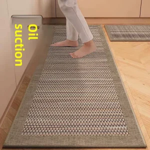 Japanese-style Kitchen Floor Mat Water-oil-absorbent Scrub-resistant Dirt-resistant Household square Polyester Mat Doormat