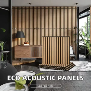 KASARO Wood Panels Wall Decor Interior Acoustic Ceiling Panels Light Akupanel Acoustic Wall Panels Wooden Slat with Lights