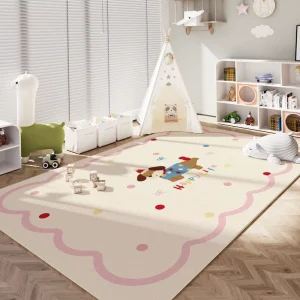 Kids Check Waterproof Anti-Slip Dirt-Resistant Large Floor Mat for Living Room or Bedroom