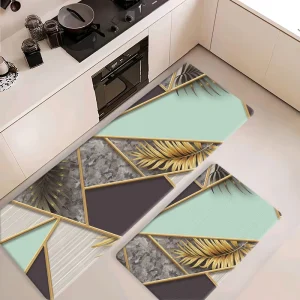Kitchen Floor Mat Set Cushioned Runner Rug with Non-Slip Backing Ergonomic Standing Comfort Mat for Cooking Area