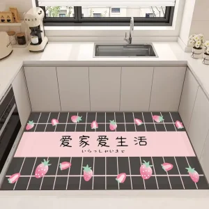 Kitchen Floor Mats Absorbent Water Foot Mats Household Rug Non-slip Carpet Area Crystal Velvet Low Pile 6-7mm Thick Customizable