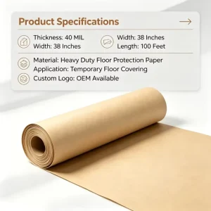 Kraft Protective Paper Roll 100% Renewable Floor Protection Paperboard for Construction Renovation Furniture Surface Cover