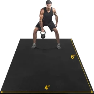 Large High-Density Exercise Mat, 10′ x 6′ / 9′ x 6′ / 8′ x 6′ / 7′ x 5′ / 6′ x 4′, for Cardio, Jump Rope, MMA, and Weights
