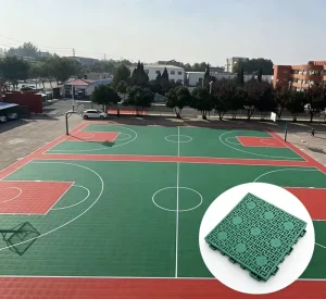 Letter Pattern PP Suspended Interlocking Sports Floor Tiles Wear-Resistant Easy-Install Flooring for Basketball and Multi-Sport Courts