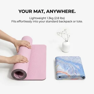 Lightweight Foldable Exercise Mat with Carrying Bag, Non-Slip and Washable, for Yoga, Outdoor and Home Workouts