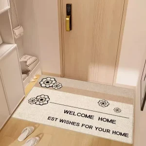 Linen Kitchen Entrance Mat with Rubber Base and Personalized Size