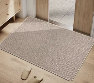 Linen-Look Machine-Woven European-Style Non-Slip Water-Absorbent Entryway and Kitchen Mat