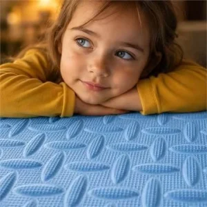 Linen-Texture EVA Interlocking Floor Mats Anti-Slip Waterproof Soft Foam Tiles Home Bedroom Warm Natural Look Custom OEM