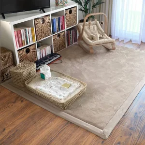 Living Room Tatami Rug Infant Toddler Non Slip Crawling Mat Coral Velvet Memory Foam Area Rug Nursery Kids Play Mat