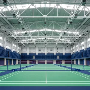 Low Cost Prefabricated Metal Factory and Portable Steel Structure for Badminton Court for Outdoor Stadium