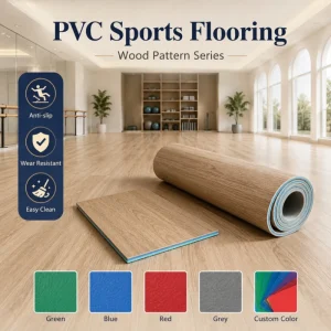 Low Maintenance Vinyl Sports Floor for School Gym and Sports Venues