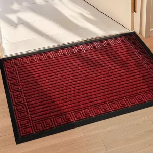 Low-Profile Rubber Entrance Door Mat with Shoe Scraper and Dirt Trapper for Outdoor Use