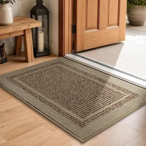 Low Profile Washable Entryway Rugs Indoor Absorbent Dirt Trapper Entrance Mat with Non-Slip TPR Backing