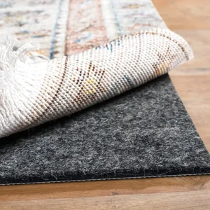 Luxurious Grey & Black Eco-Friendly Waterproof Polyester Cushioned Rug Pad 4′ x 6′ Thick Felt TPR Non-Slip Protective Carpet Mat