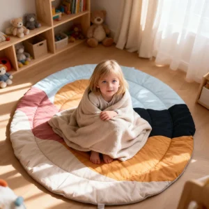 Luxury Cotton Baby Activity Gym Play Mat Modern Soft Round Floral Eco-Friendly Home Crawling Tummy Time Mat