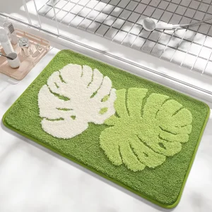 Luxury High-end Bathroom Rug Polyester Terylene Absorbent Non-Slip Mat Flocked Striped Cartoon Thermoplastic Rubber Backing