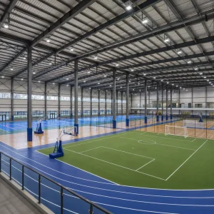 Luxury Indoor Soccer Arena Steel Building Hot Dip Galvanized Surface For Professional Clubs Sports Investors Industrial