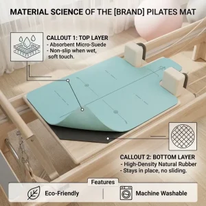 Luxury PU Natural Rubber Pilates Reformer Mat Towel Non Slip Sweat Absorbent Professional Fitness Studio Gym Carrying Bag