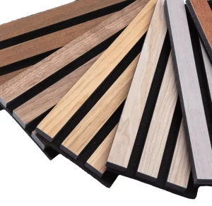 MDF Slat Acoustic Wall Panel with Sound Insulation Eco Friendly Graphic Design 3D Model for Office Building