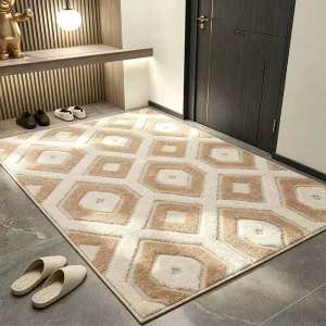 Machine-Made Jacquard Faux Cashmere Mat with Non-Slip Backing for Living Room Sofa