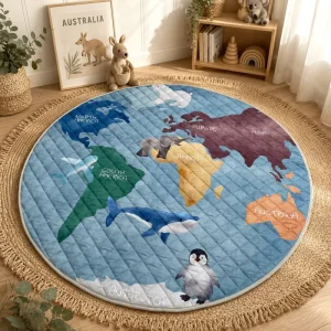 Manufacture Colorful Machine Washable Cotton Quilting Perfect Gift Newborns Baby Room Playing Quilted Play Mat