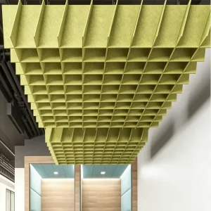 Manufacturer Eco Friendly Polyester Fiber High NRC Non Toxic Moistureproof Acoustic Ceiling Panel for Gym