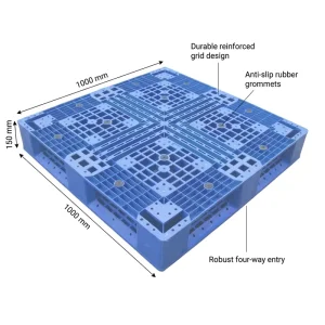 Manufacturer OEM Single Sided Grid Sturdy European Plastic Pallets for Racks and Flat Ground