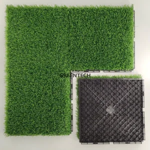 Manufacturer Synthetic Interlocking Artificial Grass Tile for Indoor Outdoor Floor