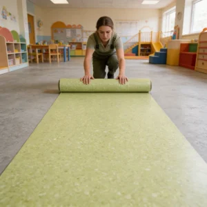 Manufacturer in China Commercial Plastic Vinyl Roll Flooring for School Hospital Gym